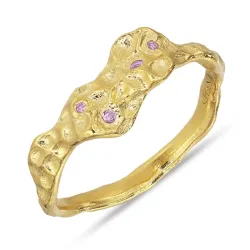 syntetisk rubin ring i forgyldt messing - Eliné