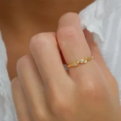 hvid zirkon ring i forgyldt messing - Eliné