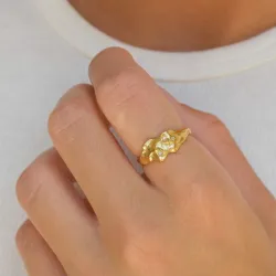 zirkon ring i forgyldt messing - Eliné