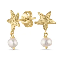 søstjerne perle øreringe i forgyldt messing - Eliné