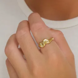 zirkon ring i forgyldt messing - Eliné