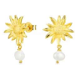 blomster perle øreringe i forgyldt messing - Eliné