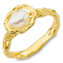 perle ring i forgyldt messing - Eliné