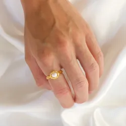 perle ring i forgyldt messing - Eliné