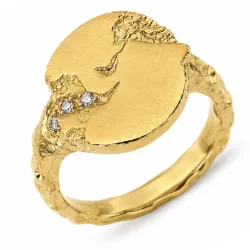 zirkon ring i forgyldt messing - Lumé Etched