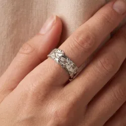 zirkon ring i forsølvet messing - Lumé Etched