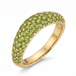 olivenfarvet ring i forgyldt messing