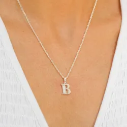bogstav B zirkon vedhæng i sølv - My Letter