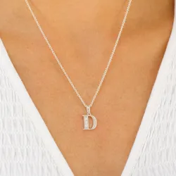 bogstav D zirkon vedhæng i sølv - My Letter