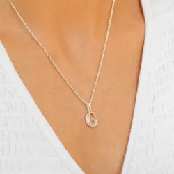 bogstav G zirkon vedhæng i sølv - My Letter