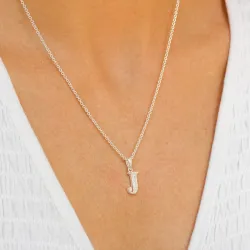 bogstav J zirkon vedhæng i sølv - My Letter