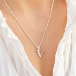 bogstav V zirkon vedhæng i sølv - My Letter