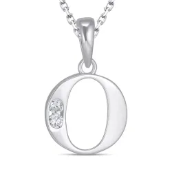 bogstav O zirkon halskæde i sølv med vedhæng i sølv - My Letter