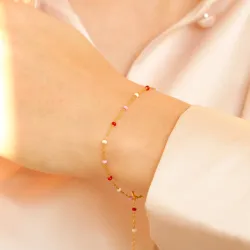 Enamel Lola Rosie armbånd i forgyldt sølv farvet  emalje