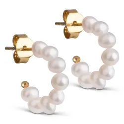 Enamel Pearlie Mini halvcreoler i forgyldt sølv