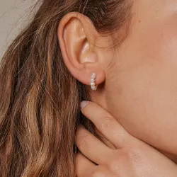 Enamel Pearlie Mini halvcreoler i forgyldt sølv