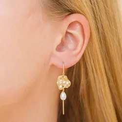 Enamel Kai Pearl perle kæde øreringe i forgyldt sølv