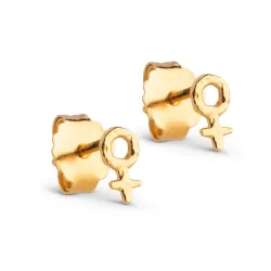Enamel Feminine Power ørestikker i forgyldt sølv