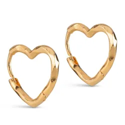 Enamel Organic Heart Small øreringe i forgyldt sølv
