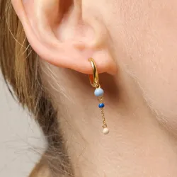 Enamel Lola Bold Marine creoler i forgyldt sølv blå emalje