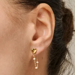 Enamel Lola Heart hjerte Daisy kæde øreringe i forgyldt sølv hvid emalje