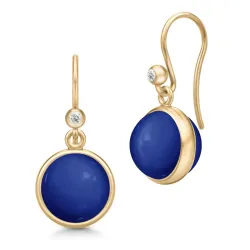 Julie Sandlau Prime blå lapis krystal øreringe i forgyldt sølv mørkeblå krystal hvid krystal