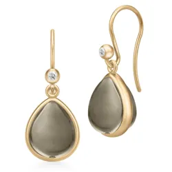 Julie Sandlau Paloma øreringe i forgyldt sølv brun krystal hvid zirkon