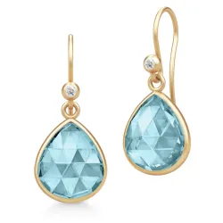 Julie Sandlau Lea øreringe i forgyldt sølv blå krystal hvid zirkon