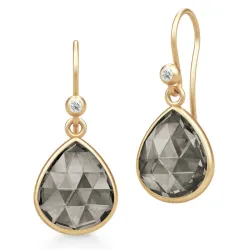 Julie Sandlau Lea øreringe i forgyldt sølv brun krystal hvid zirkon