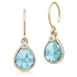 Julie Sandlau Leela øreringe i forgyldt sølv blå krystal hvid zirkon