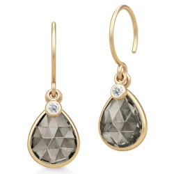 Julie Sandlau Leela øreringe i forgyldt sølv brun krystal hvid zirkon