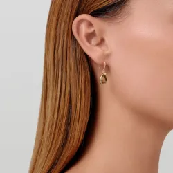 Julie Sandlau Leela øreringe i forgyldt sølv brun krystal hvid zirkon