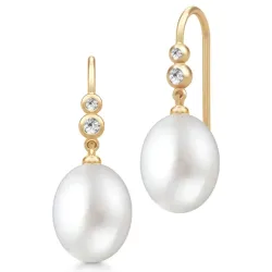 Julie Sandlau Perla øreringe i forgyldt sølv hvid zirkon