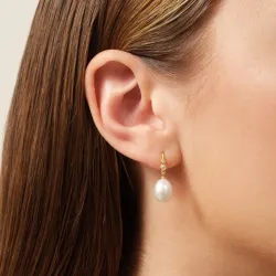 Julie Sandlau Perla øreringe i forgyldt sølv hvid zirkon