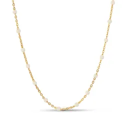 Enamel Lola Daisy halskæde i forgyldt sølv hvid emalje