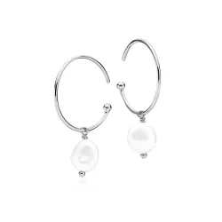 Izabel Camille perle øreringe i rhodineret sølv