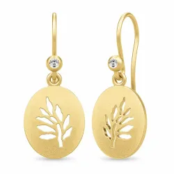 Julie Sandlau Tree of Life øreringe i forgyldt sølv hvid zirkon