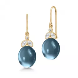 Julie Sandlau dråbe blå øreringe i sølv med 22 karat forgyldning hvid zirkon blå krystal