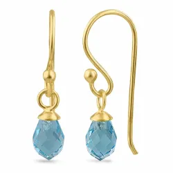 Kollektionsprøve blå topas glas ørehænger i forgyldt sølv - Loom Stones