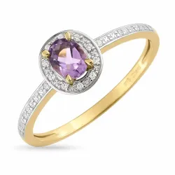 Kollektionsprøve oval ametyst ring i 9 karat guld med rhodium
