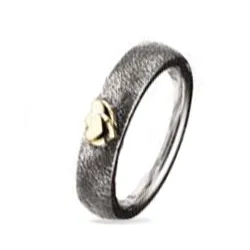 Kollektionsprøve hjerte ring i oxideret sølv med 8 karat guld
