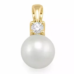Kollektionsprøve perle diamantvedhæng i 14 karat guld 0,10 ct
