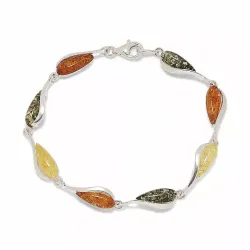 Kollektionsprøve dråbe rav armbånd i sølv med vedhæng i sølv