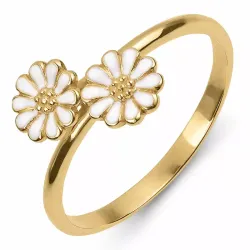 Kollektionsprøve marguerit hvid ring i forgyldt sølv