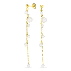 Kollektionsprøve perle kæde øreringe i forgyldt stål - OCEANA