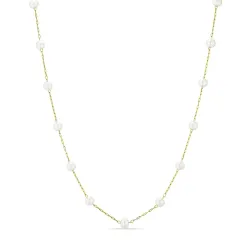 Kollektionsprøve perle halskæde i forgyldt stål 41+5 cm x 4,2 mm  - OCEANA