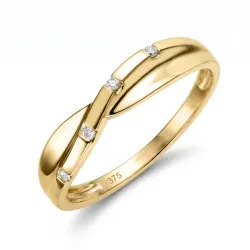 abstrakt diamant ring i 9 karat guld 0,03 ct