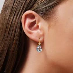 Julie Sandlau Ofelia blå krystal øreringe i forgyldt sølv