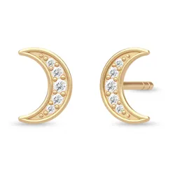 Julie Sandlau Moon Balance ørestikker i forgyldt sølv hvid zirkon