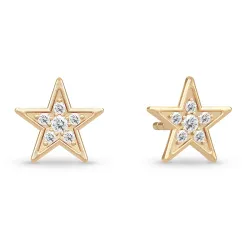 Julie Sandlau Stella stjerne ørestikker i forgyldt sølv hvid zirkon